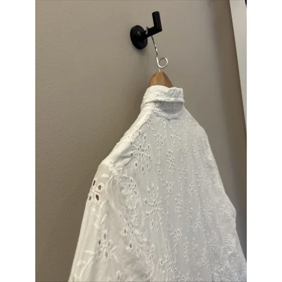 Laura Bianchi Italy Eyelet Midi Dress White Cotton Tiered Cottagecore Lined Sz S - Picture 14 of 16